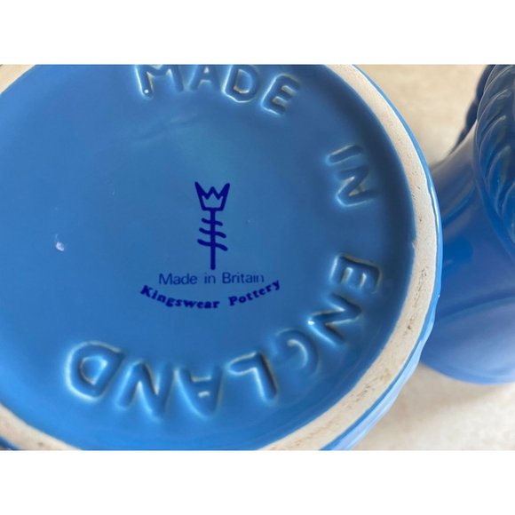 Kingswear Pottery England Schooner Ship Blue Glazed 12 Oz Mug Lot Of Two - Picture 8 of 8